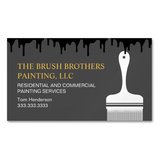 Zwart Geel Professioneel Huis Schilder Magnetisch Visitekaartje (Voorkant)