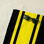 Zwart Geel Racing Stripes Monogram Strandlaken (In situ)