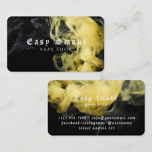 Zwart Geel Rook Vape Shop Visitekaartje (Voorkant / Achterkant)