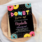 Zwart Geel Roze Groen Donut Verjaardag Uitnodiging
