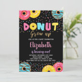 Zwart Geel Roze Groen Donut Verjaardag Uitnodiging (Staand voorkant)