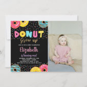 Zwart Geel Roze Groene Donut Verjaardag met foto Kaart (Voorkant)