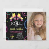 Zwart Geel Roze Schaatsen Verjaardag met Foto Kaart (Voorkant)