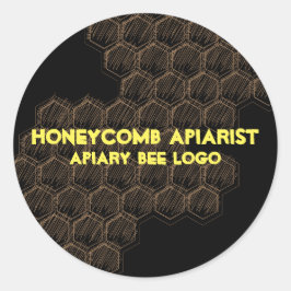 Zwart Geel Schets Bijenkorf Ronde Sticker