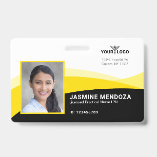Zwart Geel Sjabloon Zakelijk Logo Foto Naam ID Badge