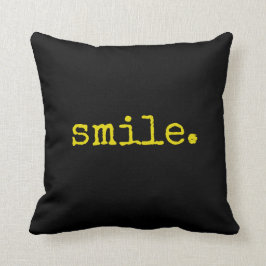 Zwart Geel Smile Typografie Kussen
