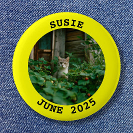 Zwart-geel, speciaal aangepast rond foto-Lijst Ronde Button 5,7 Cm