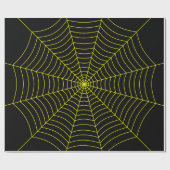 Zwart geel spinnenweb Halloween patroon Cadeaupapier (Vlak)