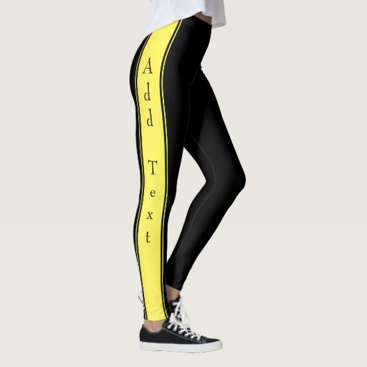 Zwart Geel Sport Leggings Aangepaste tekst en kleu (Rechts)
