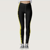 Zwart Geel Sport Leggings Aangepaste tekst en kleu (Voorkant)