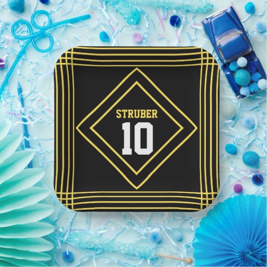 Zwart-geel-sportthema Papier Bord (Feest)