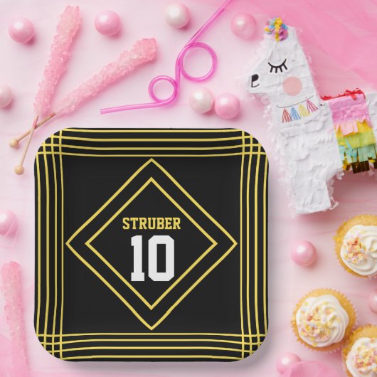 Zwart-geel-sportthema Papier Bord (Feest)