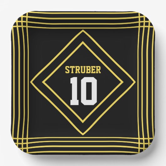 Zwart-geel-sportthema Papier Bord (Voorkant)