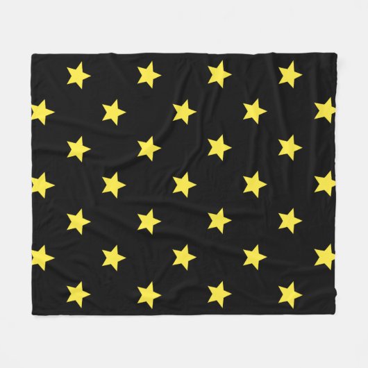 Zwart Geel Star Art-Deco Classic Retro Patroon Fleece Deken (Voorkant (Horizontaal))