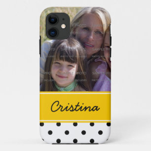 Zwart Geel Stippen Foto Sjabloon Aangepaste Naam Case-Mate iPhone Case