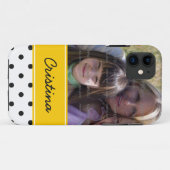 Zwart Geel Stippen Foto Sjabloon Aangepaste Naam Case-Mate iPhone Case (Achterkant (horizontaal))