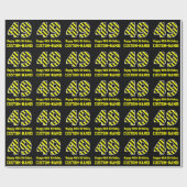 Zwart & geel Striped "49"; 49th Birthday + naam Cadeaupapier (Vlak)