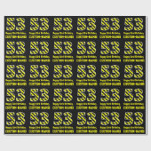Zwart & geel Striped "53"; 53rd Birthday + naam Cadeaupapier (Vlak)