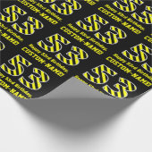 Zwart & geel Striped "53"; 53rd Birthday + naam Cadeaupapier (Hoek)