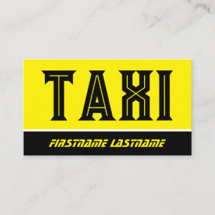 Zwart geel TAXI nacht taxi chauffeur service Visitekaartje
