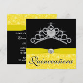 Zwart Geel Tiara Zwart Geel Quinceanera Kaart (Voorkant / Achterkant)