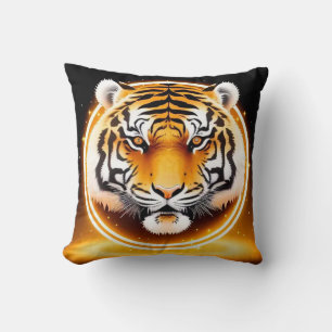 Zwart Geel Tijger Gezicht Voor Moderne Decor Stijl Kussen