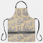  zwart geel Toile de Jouy bedrukt Schort (Voorkant)