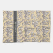  zwart geel Toile de Jouy bedrukt Theedoek (Horizontaal)