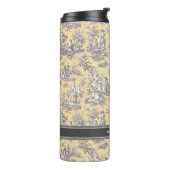  zwart geel Toile de Jouy bedrukt Thermosbeker (Gedraaid links)