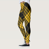 Zwart geel Trendy Diagonaal Tartan Leggings (Links)