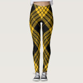 Zwart geel Trendy Diagonaal Tartan Leggings (Voorkant)