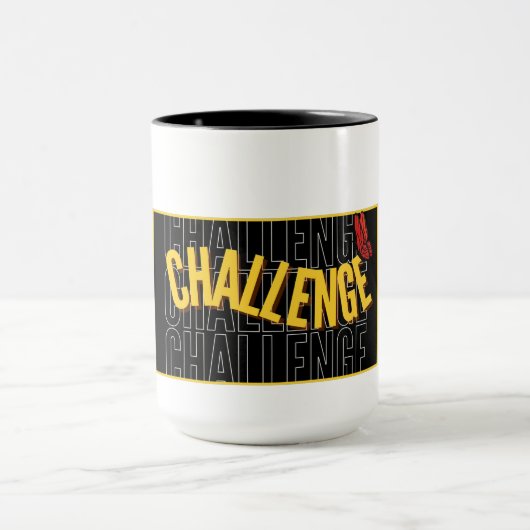 Zwart Geel Typografie Challenge Mok (Midden)