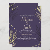 Zwart & geel verlof bruiloft kaart (Voorkant / Achterkant)