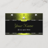 Zwart geel vierkant mousserend diamant monogram visitekaartje (Voorkant)