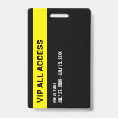 Zwart Geel VIP All Access Pas Event ID Badge (Achterkant)
