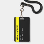 Zwart Geel VIP All Access Pass Event ID Badge (Achterkant met lanyard)