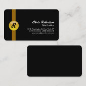 Zwart geel Visitekaartje met monogram afgeronde ho (Voorkant / Achterkant)