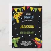Zwart Geel Water Pistool Uitnodigingen (Voorkant)