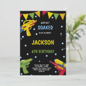 Zwart Geel Water Pistool Uitnodigingen (Staand voorkant)