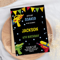 Zwart Geel Water Pistool Uitnodigingen