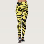 Zwart Geel Wavy Gestreepte Leggings Kies Kleuren (Achterkant)