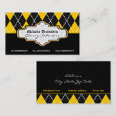 Zwart geel wit argyle trendy visitekaartjes (Voorkant / Achterkant)