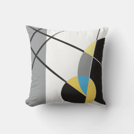Zwart geel wit blauw Modern Abstract Design Kussen