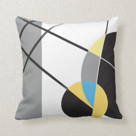 Zwart geel wit blauw Modern Abstract Design Kussen