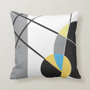 Zwart geel wit blauw Modern Abstract Design Kussen