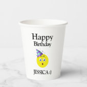 Zwart Geel Wit Gelukkige Verjaardag Emoji Papieren Bekers (Voorkant)