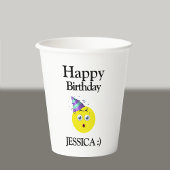 Zwart Geel Wit Gelukkige Verjaardag Emoji Papieren Bekers