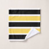 Zwart-geel wit monogram Modern gestreept Bad Handdoek (Wasdoekje)