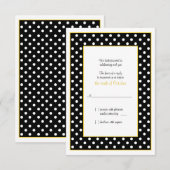 Zwart, Geel, & Wit Polka Dot Beantwoorden Kaart (Voorkant / Achterkant)