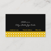 Zwart geel wit polka dot interieurs visitekaartje (Achterkant)